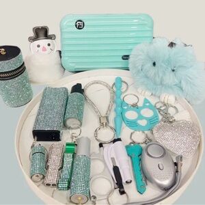 Teal and Green Key & Card Holder Set
